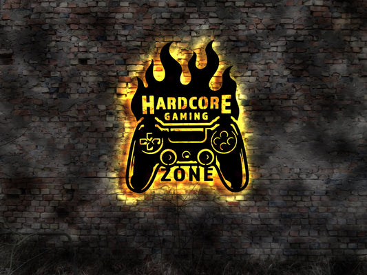 Hardcore Gamer PC Game Spiele Konsole Sammlung Tastatur PC Gaming Zone Schild Schild LED Aufkleber Logo Buch Firmenschild Leuchtschild sign