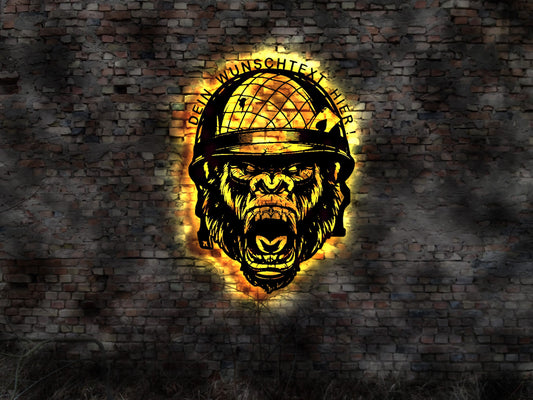 Gorilla Affe Menschenaffe LED Leuchtschild Neon sign Aufkleber Aufnäher Käfig Futter Affen Leuchtreklame Schild Blechschilder