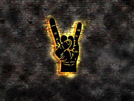 Hand Logo Rock and Roll Heavy Metal Neon sign Neonreklame Leuchtschild Schild LED Aufkleber Logo Buch Firmenschild Leuchtschild sign