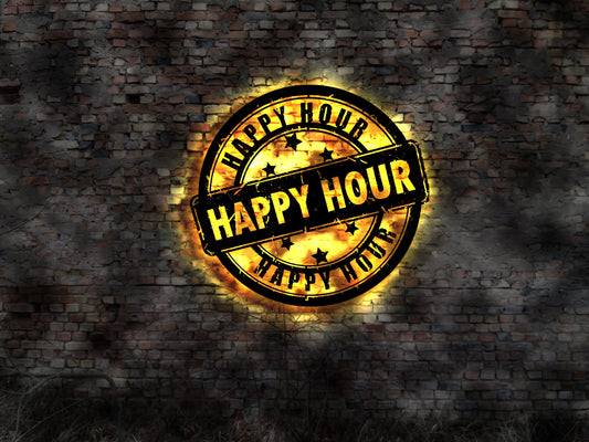 Happy Hour Leuchtreklame no Neonschild Blechschild Schild Bar Deko Tresen Kneipe LED Aufkleber Logo Buch Firmenschild Leuchtschild sign