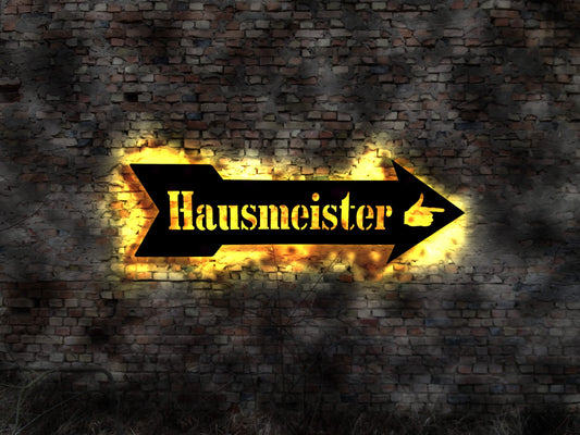 Hausmeister Handwerker LED Leuchtschild Schild Deko Zeichen Bild Leuchtreklame LED Aufkleber Logo Buch Firmenschild Leuchtschild sign