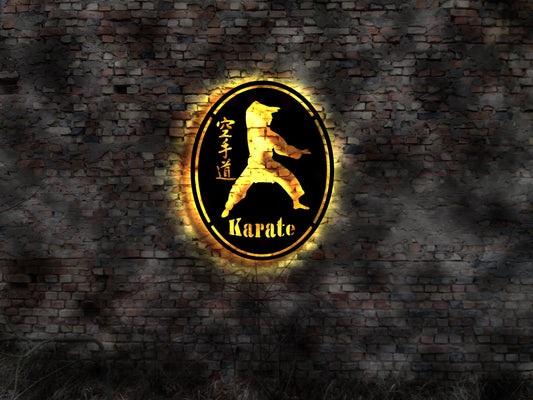 Karate Kung Fu Judo Logo Leuchtschild LED Wandbild Aufkleber Gürtel Anzug Leuchtschild Bardeko BarSchild Werbung  Neon sign Deko Unterricht