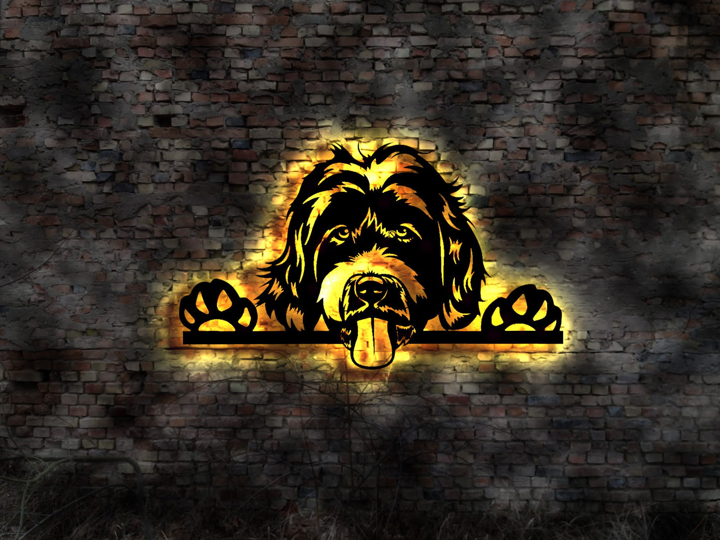 3D Hund Labradoodle Dog Aufkleber Wandbild Leuchtschild LED Deko no Welpen Halsband Buch Rüde Zucht Bild Hundehütte