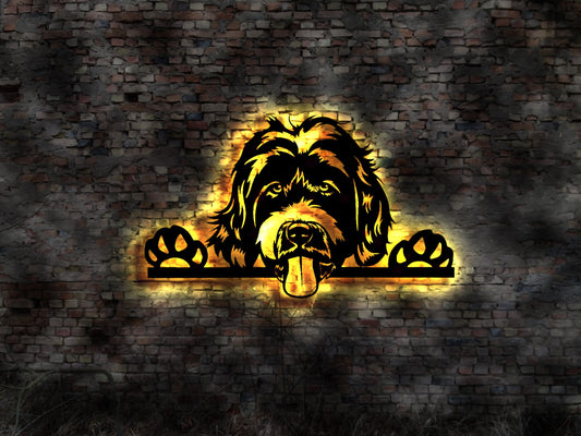 3D Hund Labradoodle Dog Aufkleber Wandbild Leuchtschild LED Deko no Welpen Halsband Buch Rüde Zucht Bild Hundehütte