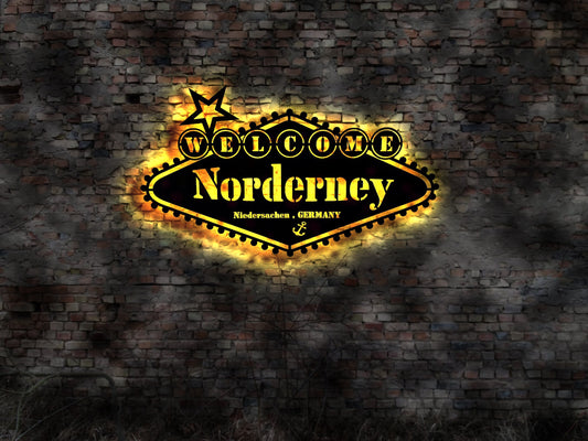 3D LED Deko Norderney Wandtattoo Skyline Aufkleber Buch Stadtplan map Wandlampe LED Wandbild Neon sign Werbung Leuchtschild Bardeko