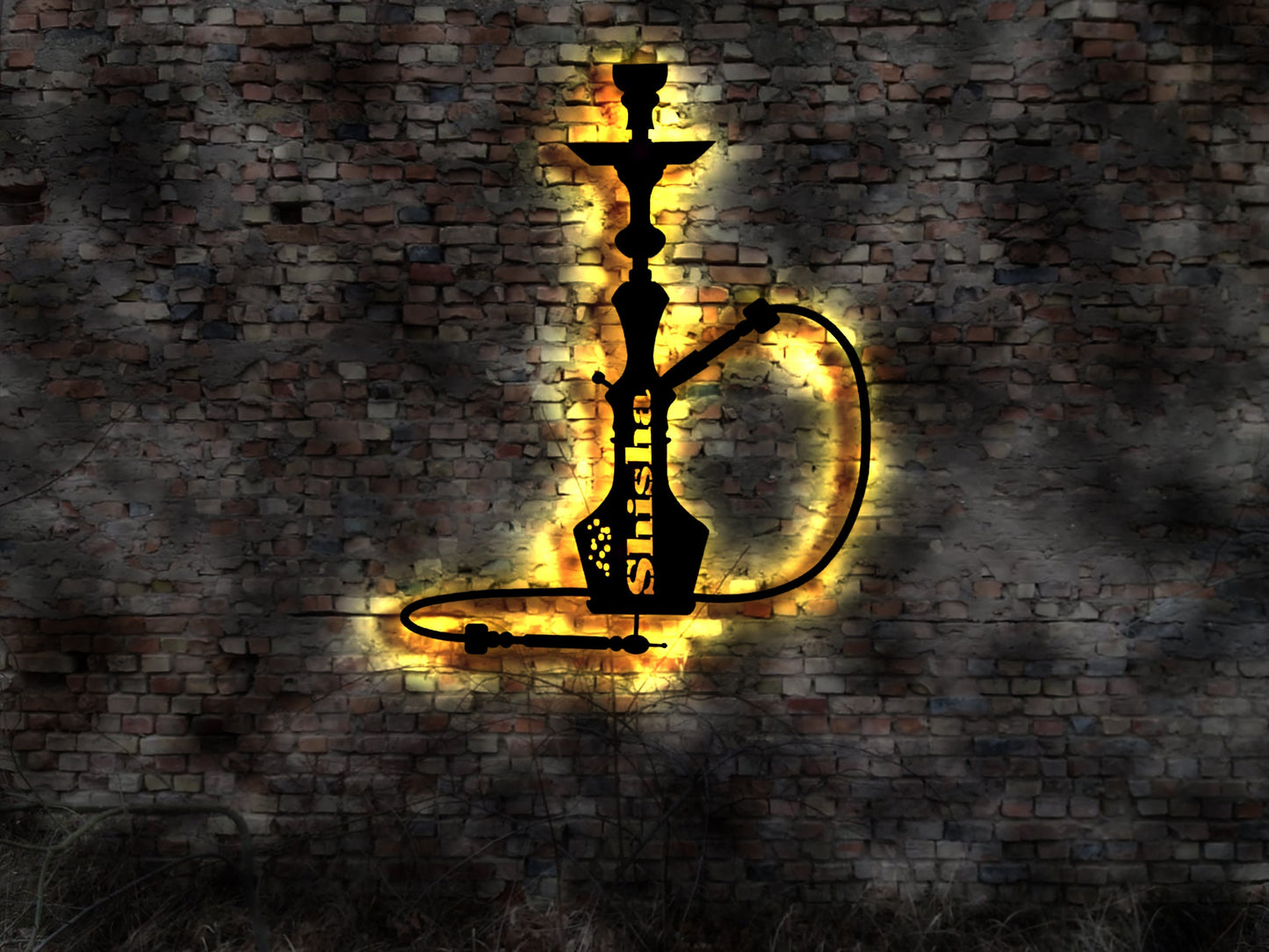 Shisha Bar LED Wandbild Deko Wasserpfeiffe Kiffen Bong Buch Canabis Öl Duft Tabak Buch Wanddeko Aufkleber Bild