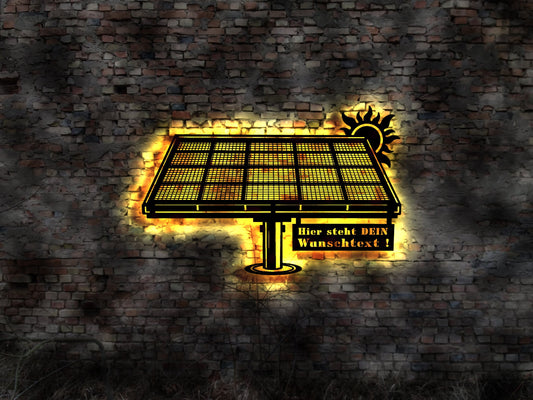 3D LED Bild Leuchtreklame Solar Panel Solaranlage Solarzelle Solarpanel Solarleuchte Solarenergie Firmenschild Neonreklame Solarmodule