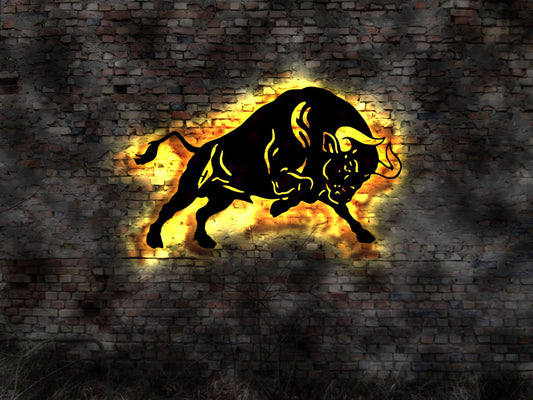 Stier Leuchtbild Bild Wandtattoo Aufkleber Torero Stierkampf Deko Skulptur Büste Kette Halskette Tierkreiszeichen Schild signWandtattoo Bild