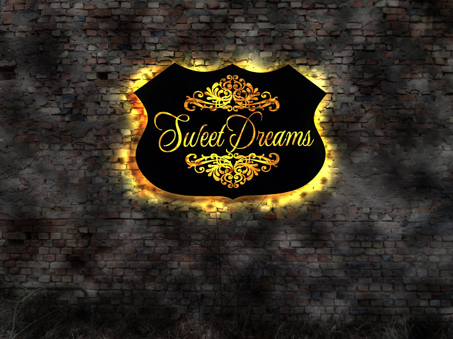 Sweet Dreams Schlummerlicht Schlafzimmer Nachtlicht Leuchtreklame Wandbild Wandtattoo Silhouette Emblem Schild sign Wandtattoo Bild Schild