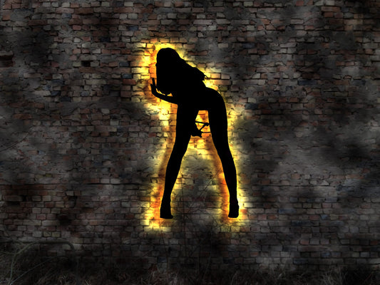 Bar Reklame Schild Table Dance schöne Frau woman girl Club Disco sign nacked Frau no neon sign UV Licht Deko Fahne Flagge Wandbild Wanddeko