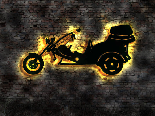 3D Trike Quad Bike Chopper Motorrad Biker Aufkleber Buch Werkzeug Bausatz Deko Buch Neonreklame Werbung Leuchtschild Bardeko BarSchild