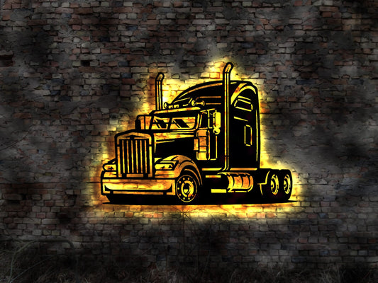 3D LED Wandbild Leuchtschild Truck US Car LKW Lastkraftwagen Auflieger Schild Neon sign Modelltruck Spielzeug Auto Neonreklame Driver