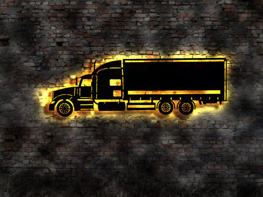 3D LED Wandbild Leuchtschild Truck US Car LKW Lastkraftwagen Auflieger Schild Neon sign Modelltruck Spielzeug Auto Neonreklame Driver