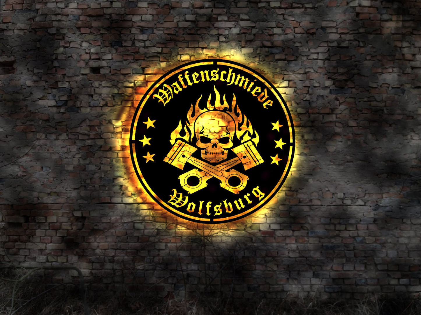 Waffenschmiede Wolfsburg Stadt Skyline Silhouette Aufkleber Aufnäher Fahne Flagge Tattoo Wandtattoo