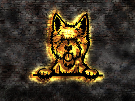 Westi Westie West Highland Terrier LED Wandbild aus Holz Welpen Welpe Buch Hund Dog Zucht Züchter Führleine Plüschtier Skulptur Spielzeug