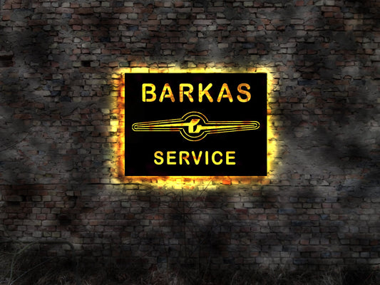 Barkas Service Leuchtreklame Schild no Metallschild Blechschild Emailschild VEB DDR Ostalgie Ossi Emaillieschild