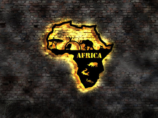 3D LED Bild Afrika Wandschmuck Kunstdruck Aufkleber Wandbild Holzmaske Kontinent Leuchtschild Holz Wandmaske Ölgemälde Gemälde Holzschnitt