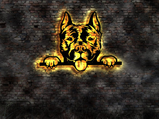 3D LED Bild American Staffordshire Terrier aus Holz Welpen Welpe Buch Hund Dog Zucht Züchter Geschirr Futternapf Leine Leckerlies Halsband