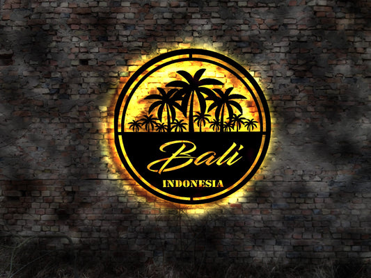 3D LED Deko Bali Reiseführer Wandtattoo Skyline Aufkleber Buch Tropic Island Silhouette Kühlschrankmagnet Paradis Paradise Neon sign