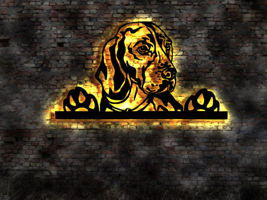 3D LED Beagle Wandbild aus Holz Welpen Welpe Buch Hund Dog Zucht Züchter Geschirr Futternapf Leine Leckerlies Halsband Stoffhund Plüschtier