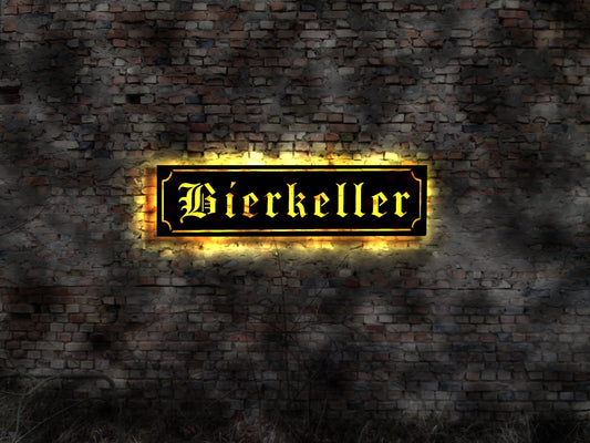 Bierkeller Gasthaus Gaststätte Brauerei Bier Brauset Set Brauer Buch no Neonreklame Leuchtschild Emailschild Hopfen Malz Gerste Neon sign