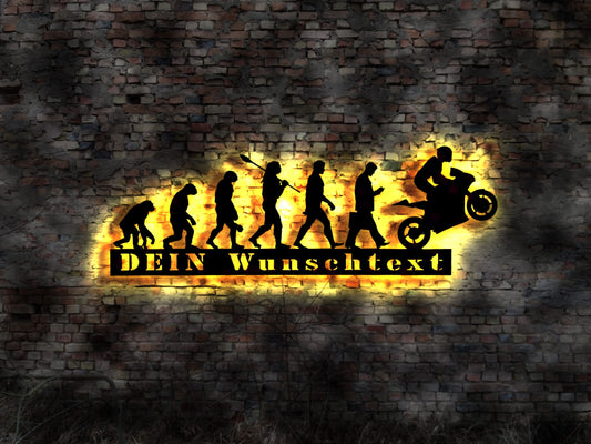 Biker Evolution Logo LED Club Aufnäher Sticker Leuchtreklame Wandtattoo Helm Racer Sticker Deko Leuchtreklame LED Motorradfahrer Motorrad