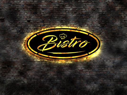 LED Leuchtschild Bistro Imbiss Gaststätte no Blechschild Neon Reklame Fast Food Hinweisschild Warnschild Emailschild  Schnellimbiss Kiosk