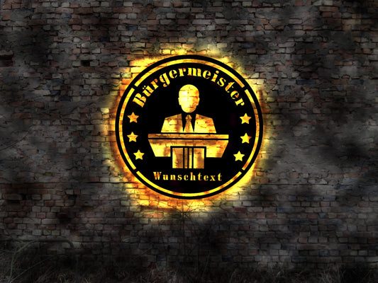 Bürgermeister bester der Welt Stadt Dorf Gemeinde Buch Leuchtreklame LED Schild  Politiker Abgeordneter Meister Partei Genosse Mitglied
