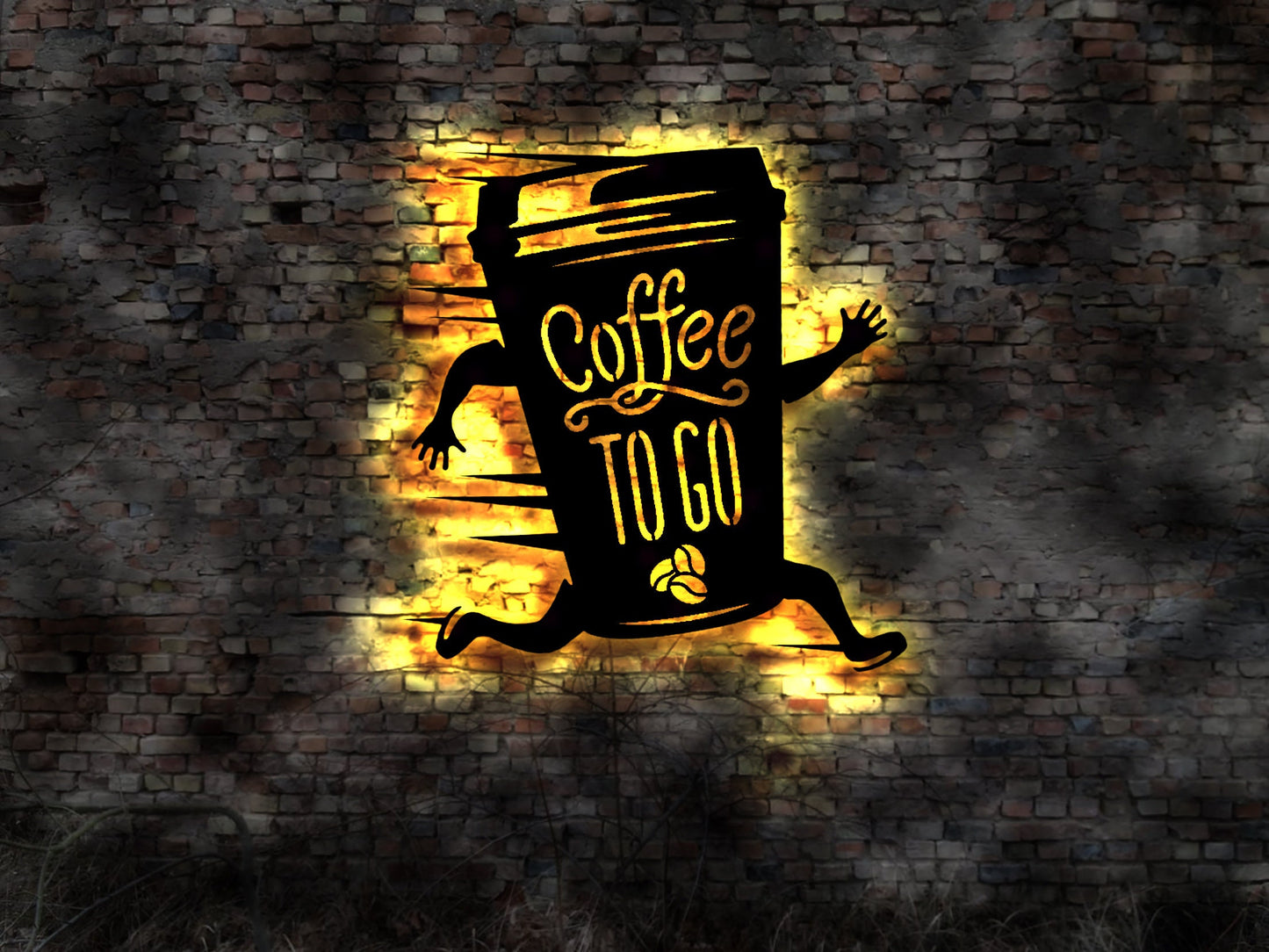 Schild Coffee to Go Leuchtschild LED Kaffeebecher Pappbecher Deckel Blechschild Röstkaffee Tasse Kaffee  Schnellimbiss Gastrobedarf Imbiss