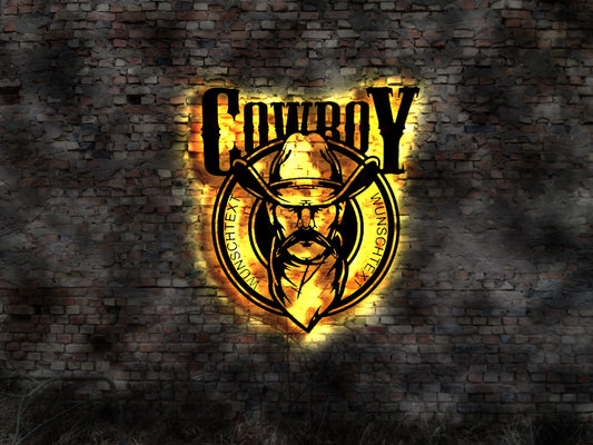 Cow Boy Kneipe Saloontür Schild Neonreklame no Blechschild Ranger sign Cowboy Hut Western Bar Sherriff Sheriff Schild Italo Film Movie