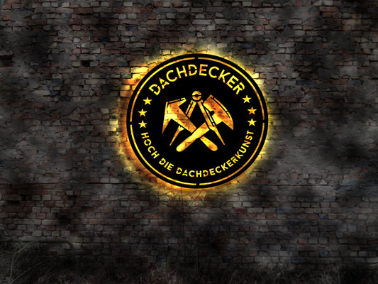 3D Wandbild Dachdecker no Aufkleber Hose Werbung Deko Figur Schild retro geprägt Leuchtschild Hoch die Dachdeckerkunst Emblem Aufnäher