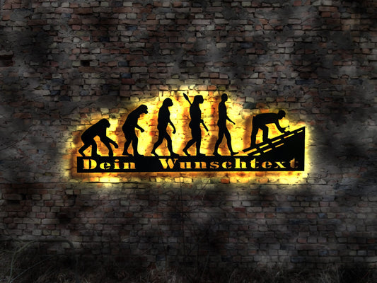 3D Wandbild Dachdecker no Gürtel Basecap Cap Hose Werbung Deko Figur Schild retro geprägt Leuchtschild Wandsticker Leuchtbild Neonreklame