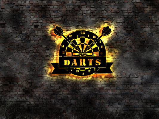 Dart Darts Dartpfeile Spiel Dartspiel Dartscheibe Leuchtschild LED Deko Auto Autoaufkleber Schild retro geprägt Leuchtschild Wandsticker