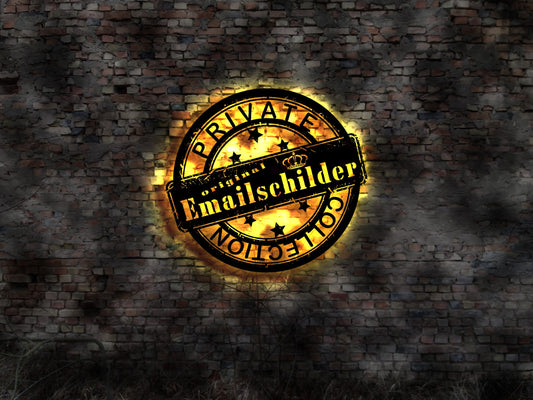 Emailschild Emailschilder Sammlung Metallschild Blechschild Emaillie Leuchtschild LED Deko Blechschild Stahlschild Emaillieschild Enamel