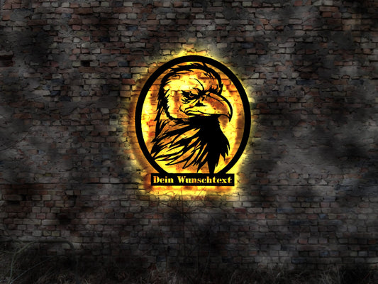 3D LED Wandbild Leuchtschild Schild Falke Falkner Buch Wanderfalke weisser Adler Adlerfalke Silhouette Aufkleber Falcon Messer Bild Druck
