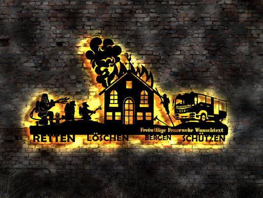 LED Skyline Freiwillige Feuerwehr no neon sign FFW 112 Neonreklame Schild Aufkleber Neonreklame Blechschild Retro Sign Deko no Neonreklame