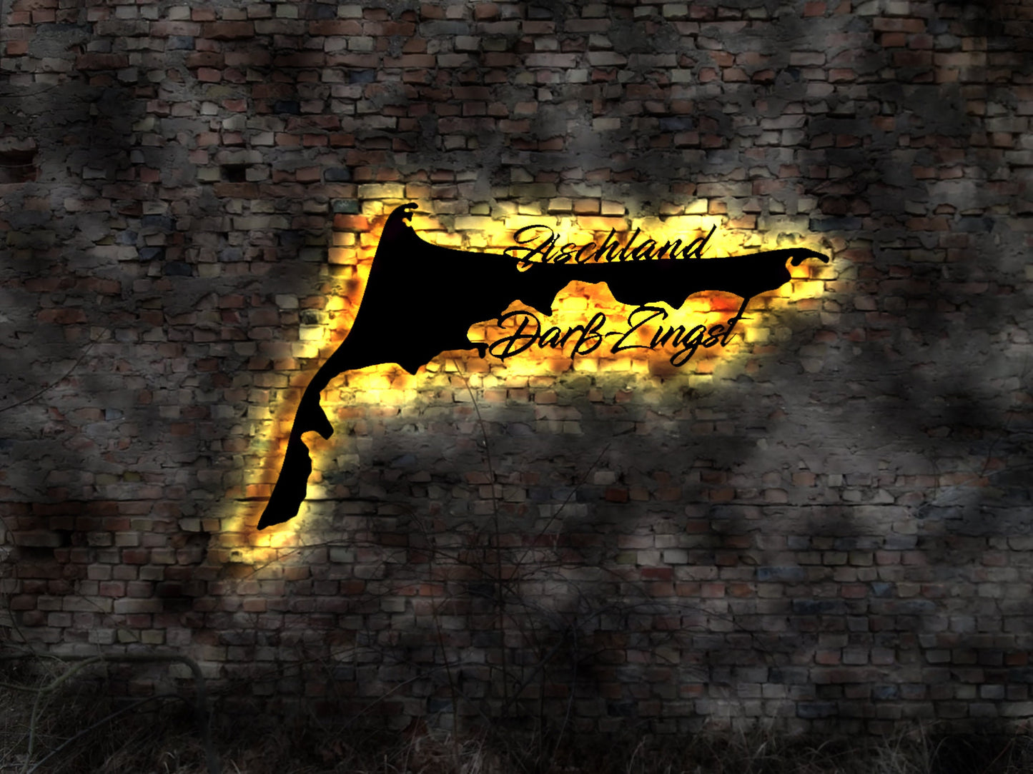 Skyline Fischland Darß-Zingst Darß Zingst MV LED Wandbild aus Holz Stadt AK Karte Map Stadtplan Wandsticker Leuchtbild Neonreklame Neon