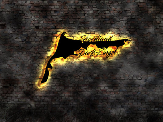 Skyline Fischland Darß-Zingst Darß Zingst MV LED Wandbild aus Holz Stadt AK Karte Map Stadtplan Wandsticker Leuchtbild Neonreklame Neon