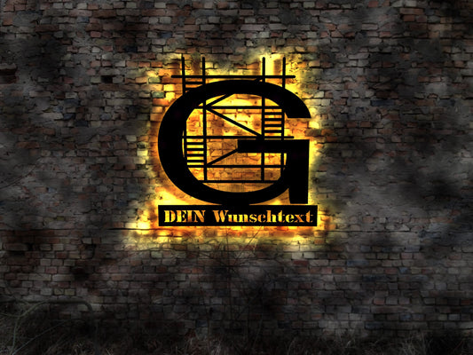 Gerüstbau Gerüstbauer Baugerüst Neonreklame LED Wandbild Aufkleber Traverse Aufkleber Bild Plakat LED Wandbild Deko Schild Aufkleber