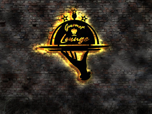 3D Wandtattoo Küchenaufkleber Wandsticker Sprüche Gourmet Lounge Leuchtschild LED Leuchtreklame Aufkleber Logo Buch Firmenschild Küche