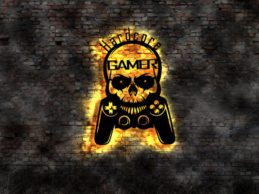 Hardcore Gamer PC Game Spiele Konsole Sammlung Tastatur PC Gaming Zone Schild Schild LED Aufkleber Logo Buch Firmenschild