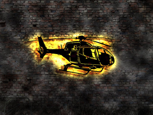 3D LED Bild Hubschrauber Heli Helicopter RC Modellhubschrauber Bild Deko Fliegen fly Air Copter  Modell Miltär Rettungshubschrauber
