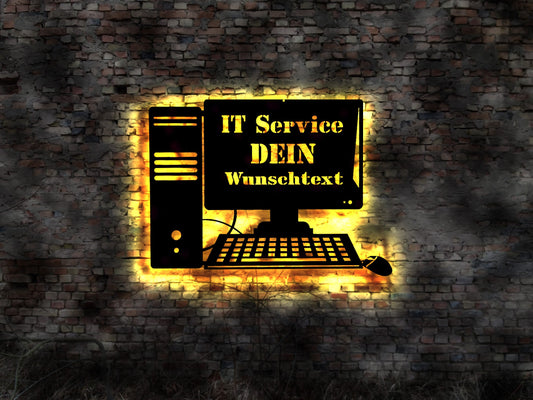 It Pc  Computer Service Schild Leuchtschild LED Leuchtreklame no Aufkleber Logo Werbung no Neon sign Deko Poster Bild Plakat LED