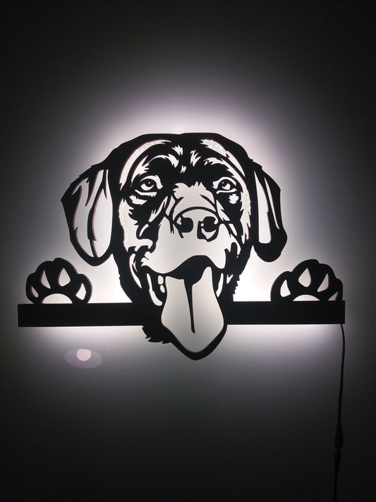 3D Hund Labrador Retriever Aufkleber Wandbild Leuchtschild LED Deko no Welpen Halsband Buch Rüde Zucht Bild Hundehütte