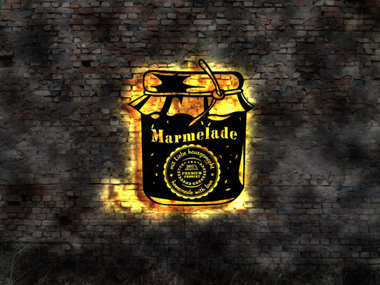 Marmelade Gläser Buch Marmeladengläser Schild Deko Zeichen Bild Blechschild Neonreklame Schild Blechschild Wandlampe LED  Marmeladenglas