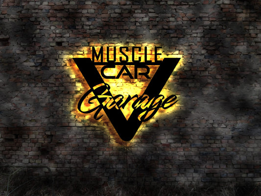 3D Muscle Car Garage LED Neon Sign Nachtlicht Neonreklame V8 US Oldtimer Coupe Neon sign Blechschild