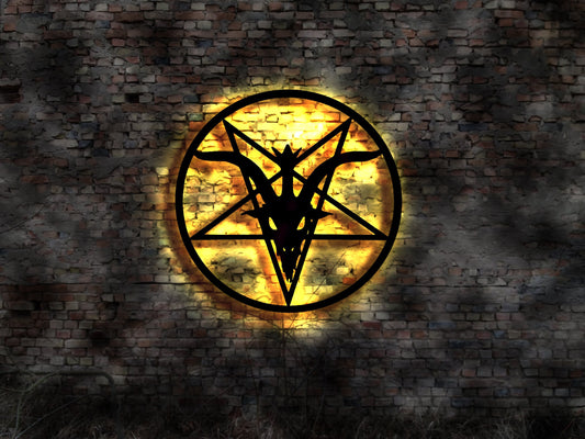 Figur Devil Antiquity Teufel Satan Gothic Altar Ritual Bild LED Leuchtschild T-shirt Fahne Flagge 3D Aufkleber