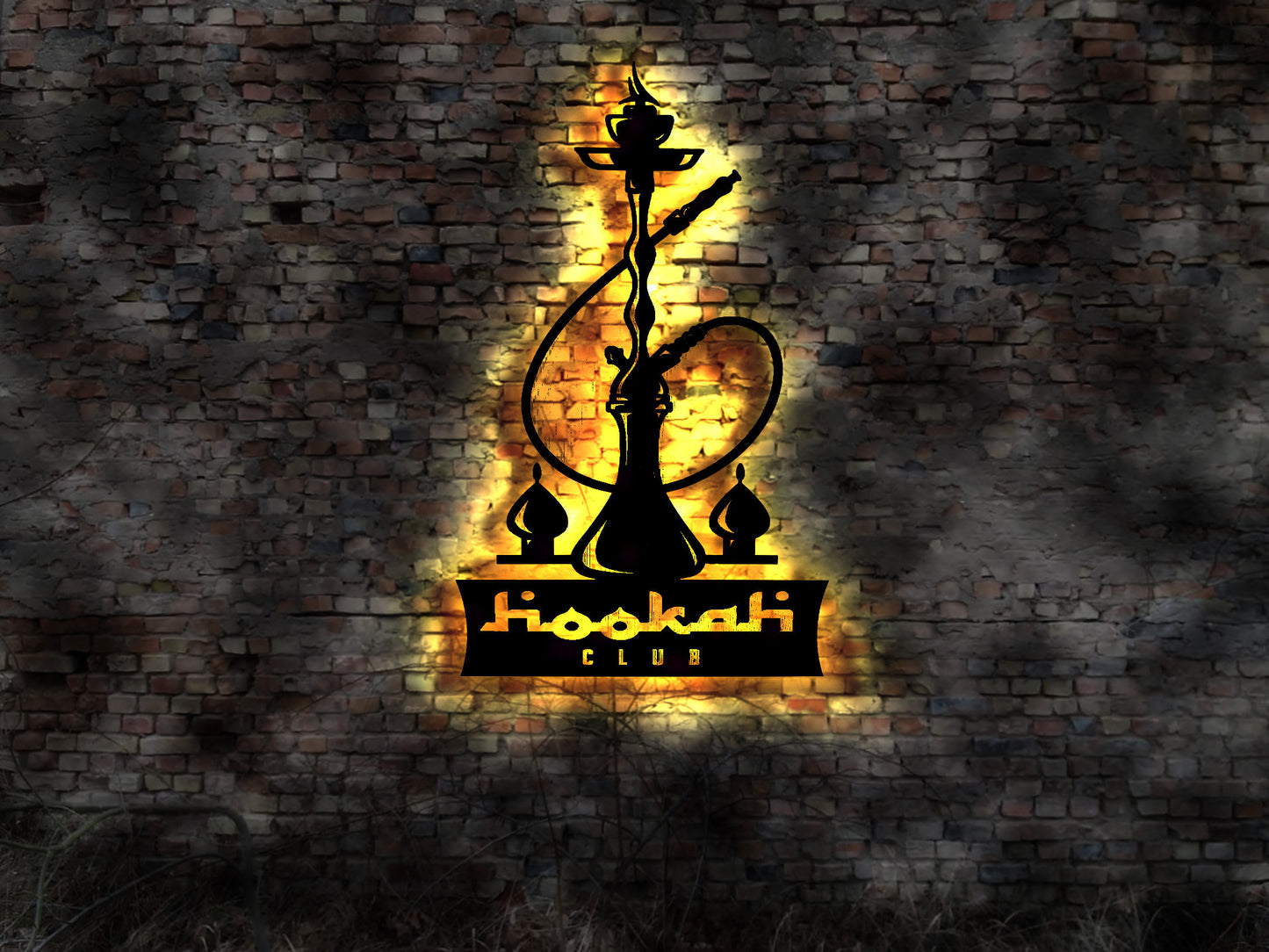 Shisha Bar LED Wandbild Deko Wasserpfeiffe Kiffen Bong Buch Canabis Öl Duft Tabak Buch Wanddeko Aufkleber Bild