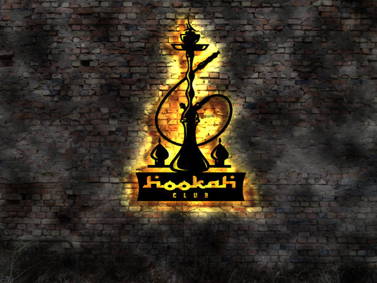 Shisha Bar LED Wandbild Deko Wasserpfeiffe Kiffen Bong Buch Canabis Öl Duft Tabak Buch Wanddeko Aufkleber Bild