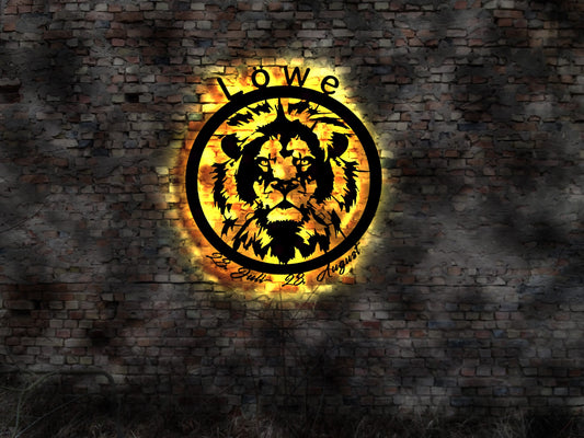 3D LED Wandbild Sternzeichen Horoskop Wandtattoo Aufkleber Neon Sign Löwe Lion Kette Halskette Tierkreiszeichen Schild signWandtattoo Bild